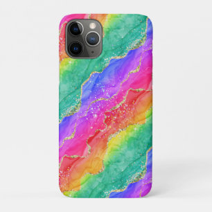 Heller Regenbogen & Gold-Faux-Glitter-Achat Case-Mate iPhone Hülle