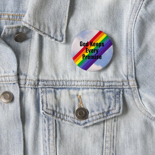 Heller Regenbogen im Himmel Gott Behalte seine Ver Button (Beispiel)