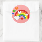 Heller Regenbogen mit Herz Runder Aufkleber (Tasche)
