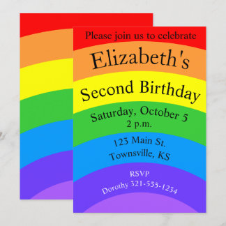 Heller Regenbogen mit Personalisierten Feldern Einladung