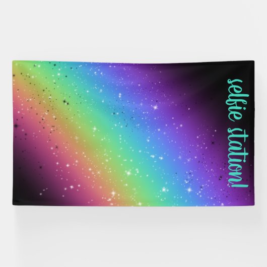 Heller Regenbogen mit Sternen-Selfie-Station Hinte Banner (Horizontal)