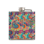 Heller Regenbogen Paisley Flachmann (Rückseite)