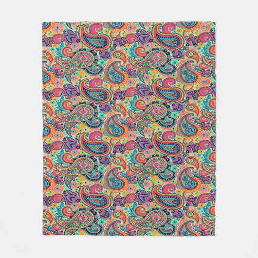 Heller Regenbogen Paisley Fleecedecke (Vorderseite)