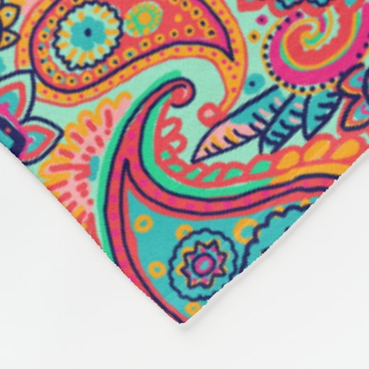 Heller Regenbogen Paisley Fleecedecke (Ecke)