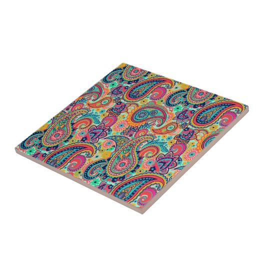 Heller Regenbogen Paisley Fliese (Seite)