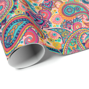 Heller Regenbogen Paisley Geschenkpapier