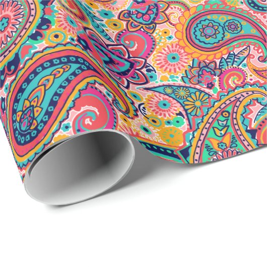 Heller Regenbogen Paisley Geschenkpapier (Rolleneckpunkt)