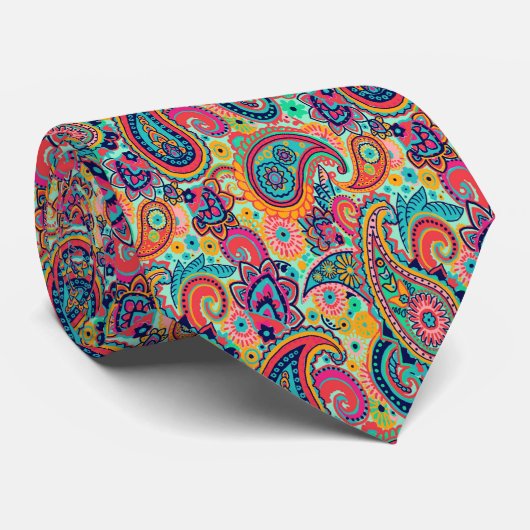 Heller Regenbogen Paisley Krawatte (Gerollt)