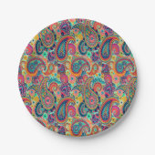 Heller Regenbogen Paisley Pappteller (Vorderseite)