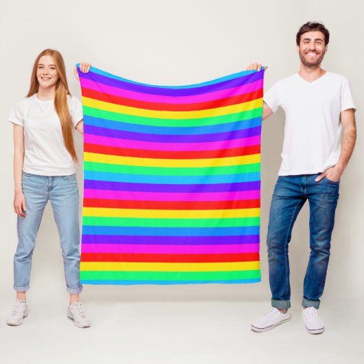 Heller Regenbogen-Streifen Fleecedecke (Beispiel)