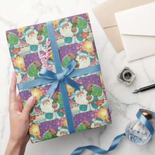 Heller Retro-Weihnachtsmann vintage Weihnachten Geschenkpapier
