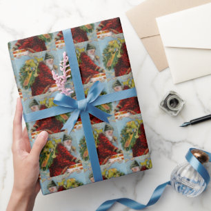 Heller Retro-Weihnachtsmann vintage Weihnachten Geschenkpapier