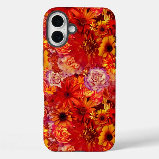 Heller Rojo mit Blumenblumenstrauß-reiche glühende Case-Mate iPhone Hülle (Rückseite)
