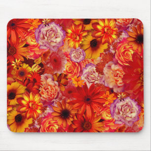 Heller Rojo mit Blumenblumenstrauß-reiche glühende Mousepad