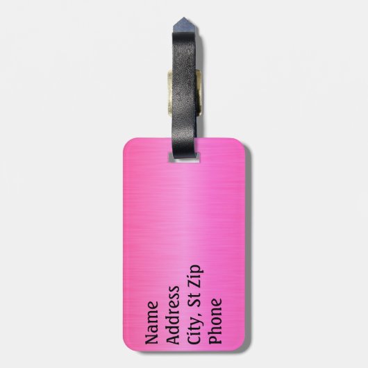 Heller rosa Bürsten-Neonstahl und Silber-Druck Gepäckanhänger (Rückseite vertikal)