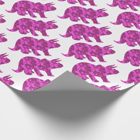 Heller rosa Dinosaurier Geschenkpapier (Ecke)