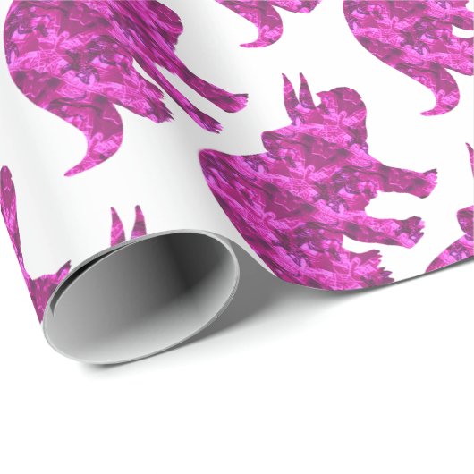 Heller rosa Dinosaurier Geschenkpapier (Rolleneckpunkt)