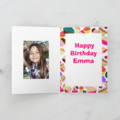 Heller rosa Kuchen-Foto-Geburtstag Karte (Innenseite)