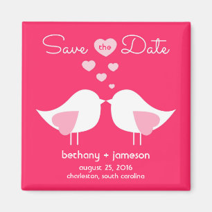 Heller rosa Liebe-Vogel-Save the Date Magnet