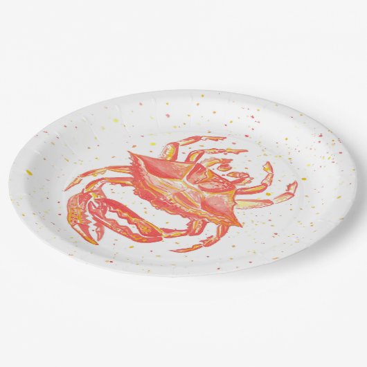Heller roter Krabben-Papier-Teller Pappteller (Schrägansicht)