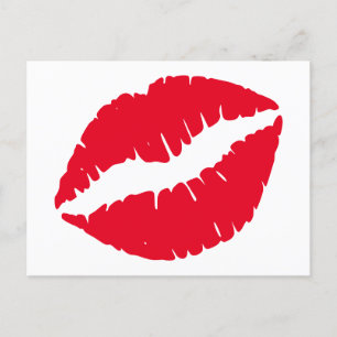 Heller roter Lippenstift Kuss weiß Postkarte