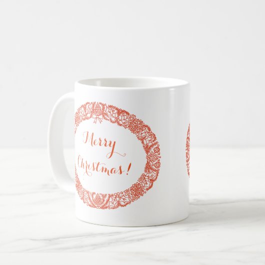 Heller, roter Weihnachtskranz zum Anpassen Kaffeetasse (Vorderseite Links)