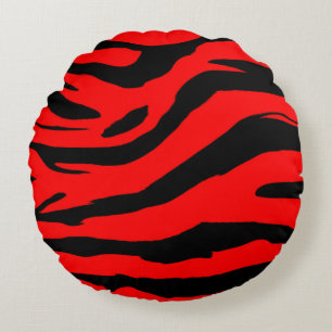 Heller roter Zebra-Druck Rundes Kissen