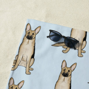 Heller Schäferhund TANs verfolgt Muster Strandtuch