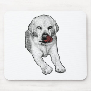 Heller Schreibtisch, roter Labrador Mousepad