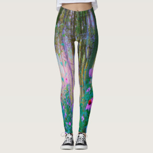 Heller Sonnenaufgang mit rosa Kegelblumen in meine Leggings