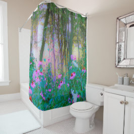 Heller Sonnenaufgang mit rosa Türmen in meinem Gar Duschvorhang