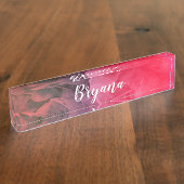 Heller Spaß Rosa tropische Sommerpalme Blätter Namensplakette (Seite)