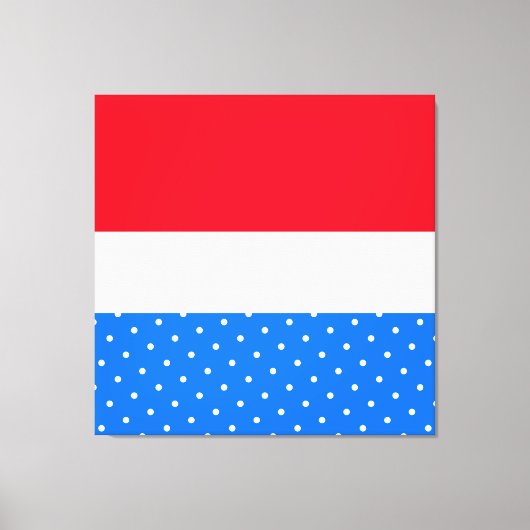 Heller Spaß Sporty Red White Blue gepunktete Strei Leinwanddruck (Vorderseite)