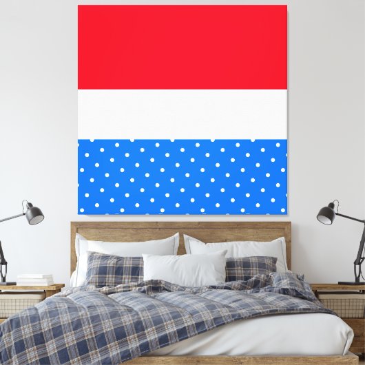 Heller Spaß Sporty Red White Blue gepunktete Strei Leinwanddruck (Insitu (Schlafzimmer))