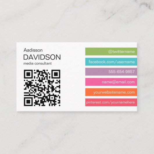 Heller Stangen 2 QR CODE Sozialmedium-Visitenkarte Visitenkarte (Vorderseite)