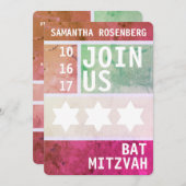 Heller Star von David Bat Mitzvah Einladung (Vorne/Hinten)