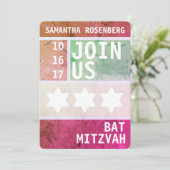 Heller Star von David Bat Mitzvah Einladung (Stehend Vorderseite)