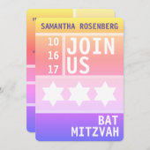 Heller Star von David Bat Mitzvah Einladung (Vorne/Hinten)