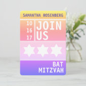 Heller Star von David Bat Mitzvah Einladung (Stehend Vorderseite)