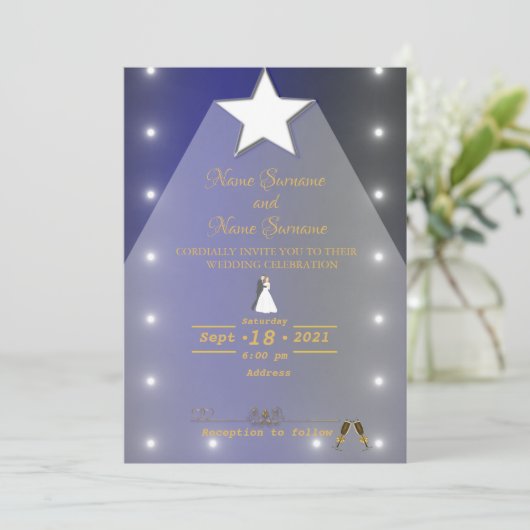 Heller Stern Einladung (Stehend Vorderseite)