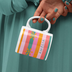 Heller Streifen Gemütliche Weihnachtsschneeflocke Kaffeetasse