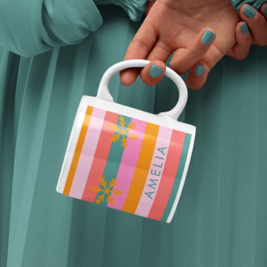 Heller Streifen Gemütliche Weihnachtsschneeflocke Kaffeetasse