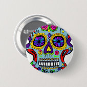 heller Tag des toten Feierskulls Button (Vorne & Hinten)
