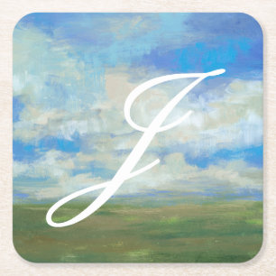 Heller Tag I des Monogramm-  Rechteckiger Pappuntersetzer