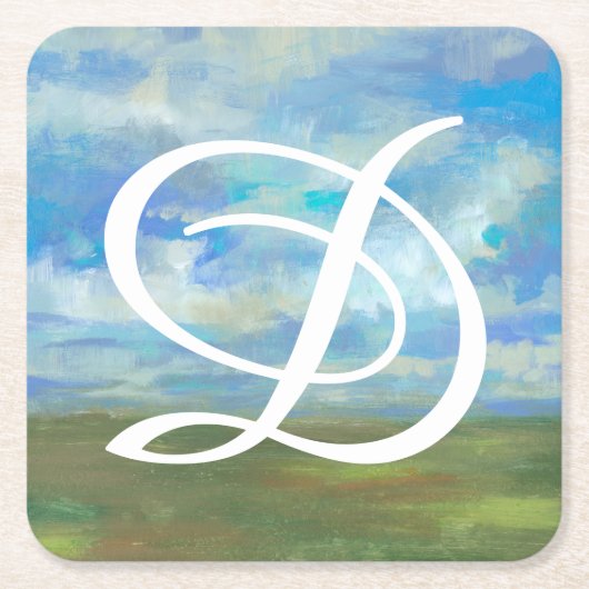 Heller Tag II des Monogramm-| Rechteckiger Pappuntersetzer (Vorderseite)