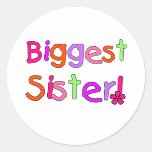Heller Text-größte Schwester Runder Aufkleber