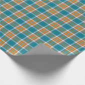 Heller Türkis und orange sportliches kariertes Geschenkpapier (Ecke)