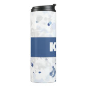 Heller und blauer grauer Spritzer mit Name Thermosbecher (Nach links gedreht)