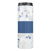 Heller und blauer grauer Spritzer mit Name Thermosbecher (Rückseite)