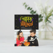 Heller und lustiger Familienurlaub "Happy Hallowee Ankündigungspostkarte (Stehend Vorderseite)